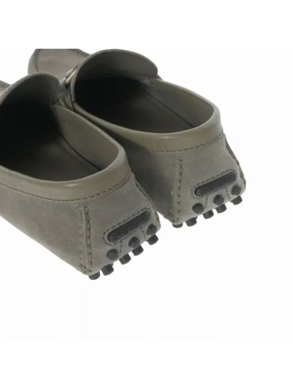 Louis Vuitton Hockenheim Line LV Logo Bit Suede Loafers Shoes 6.5 Gray
